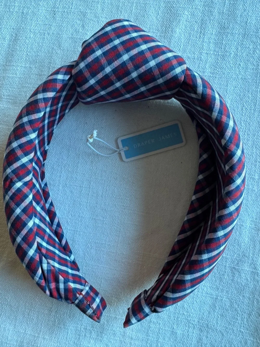 Draper James Red/White/Blue Picnic Plaid Knot Headband-NWT